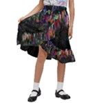 Grunge Paint Splatter Splash Ink Kids  Ruffle Flared Wrap Midi Skirt