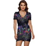 Grunge Paint Splatter Splash Ink Low Cut Cap Sleeve Mini Dress