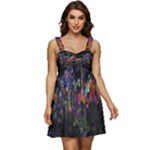 Grunge Paint Splatter Splash Ink Ruffle Strap Babydoll Chiffon Dress