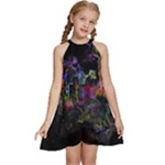 Grunge Paint Splatter Splash Ink Kids  Halter Collar Waist Tie Chiffon Dress