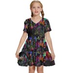 Grunge Paint Splatter Splash Ink Kids  Short Sleeve Tiered Mini Dress