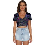 Grunge Paint Splatter Splash Ink V-Neck Crop Top