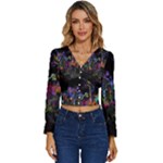 Grunge Paint Splatter Splash Ink Long Sleeve V-Neck Top