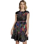 Grunge Paint Splatter Splash Ink Cap Sleeve High Waist Dress