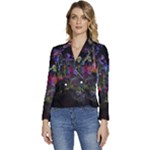 Grunge Paint Splatter Splash Ink Women s Long Sleeve Revers Collar Cropped Jacket