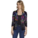Grunge Paint Splatter Splash Ink Women s One-Button 3/4 Sleeve Short Jacket