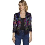 Grunge Paint Splatter Splash Ink Women s Casual 3/4 Sleeve Spring Jacket