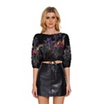Grunge Paint Splatter Splash Ink Mid Sleeve Drawstring Hem Top