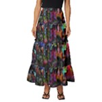 Grunge Paint Splatter Splash Ink Tiered Ruffle Maxi Skirt
