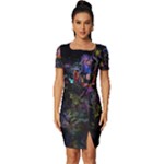 Grunge Paint Splatter Splash Ink Fitted Knot Split End Bodycon Dress