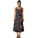 Grunge Paint Splatter Splash Ink Square Neckline Tiered Midi Dress