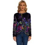 Grunge Paint Splatter Splash Ink Long Sleeve Crew Neck Pullover Top
