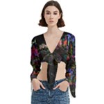Grunge Paint Splatter Splash Ink Trumpet Sleeve Cropped Top