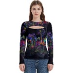 Grunge Paint Splatter Splash Ink Women s Cut Out Long Sleeve T-Shirt