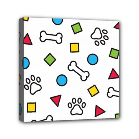 Dog Paw Seamless Pattern Footprint Bone Mini Canvas 6  x 6  (Stretched) from ArtsNow.com
