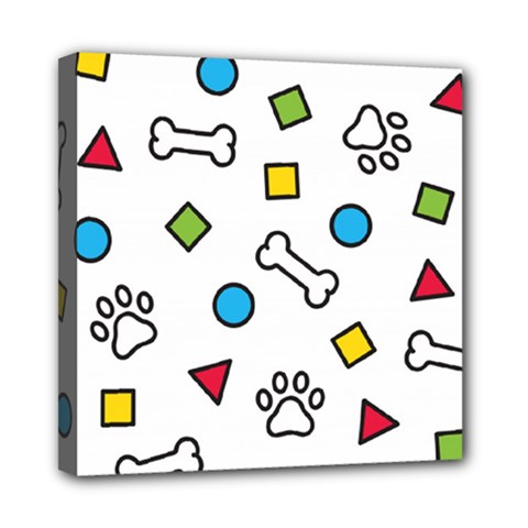 Dog Paw Seamless Pattern Footprint Bone Mini Canvas 8  x 8  (Stretched) from ArtsNow.com