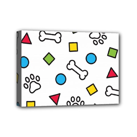Dog Paw Seamless Pattern Footprint Bone Mini Canvas 7  x 5  (Stretched) from ArtsNow.com