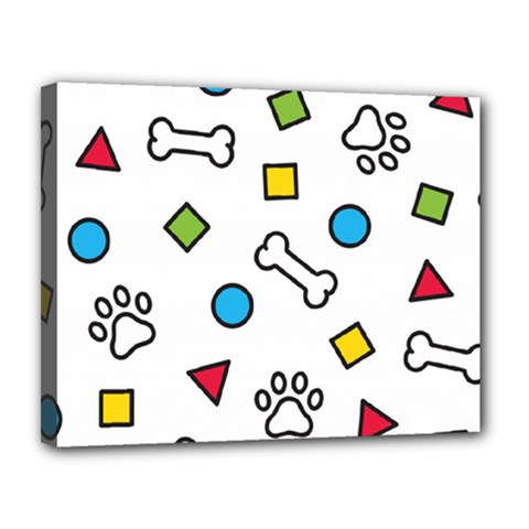 Dog Paw Seamless Pattern Footprint Bone Canvas 14  x 11  (Stretched) from ArtsNow.com