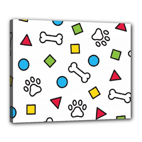 Dog Paw Seamless Pattern Footprint Bone Canvas 20  x 16  (Stretched) from ArtsNow.com