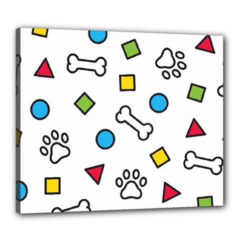 Dog Paw Seamless Pattern Footprint Bone Canvas 24  x 20  (Stretched) from ArtsNow.com