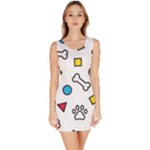 Dog Paw Seamless Pattern Footprint Bone Bodycon Dress