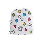 Dog Paw Seamless Pattern Footprint Bone Drawstring Pouch (Large)