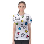Dog Paw Seamless Pattern Footprint Bone Women s Sport Mesh T-Shirt
