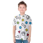 Dog Paw Seamless Pattern Footprint Bone Kids  Cotton T-Shirt