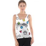 Dog Paw Seamless Pattern Footprint Bone Women s Basic Tank Top