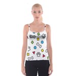 Dog Paw Seamless Pattern Footprint Bone Spaghetti Strap Top