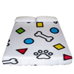 Dog Paw Seamless Pattern Footprint Bone Fitted Sheet (Queen Size)