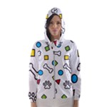 Dog Paw Seamless Pattern Footprint Bone Women s Hooded Windbreaker