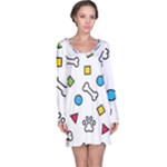 Dog Paw Seamless Pattern Footprint Bone Long Sleeve Nightdress
