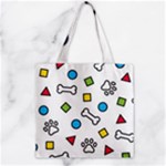 Dog Paw Seamless Pattern Footprint Bone Zipper Grocery Tote Bag