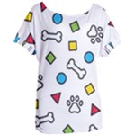 Dog Paw Seamless Pattern Footprint Bone Women s Oversized T-Shirt