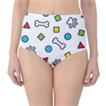 Dog Paw Seamless Pattern Footprint Bone Classic High-Waist Bikini Bottoms