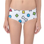 Dog Paw Seamless Pattern Footprint Bone Mid-Waist Bikini Bottoms