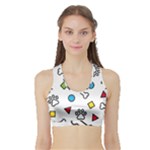 Dog Paw Seamless Pattern Footprint Bone Sports Bra with Border