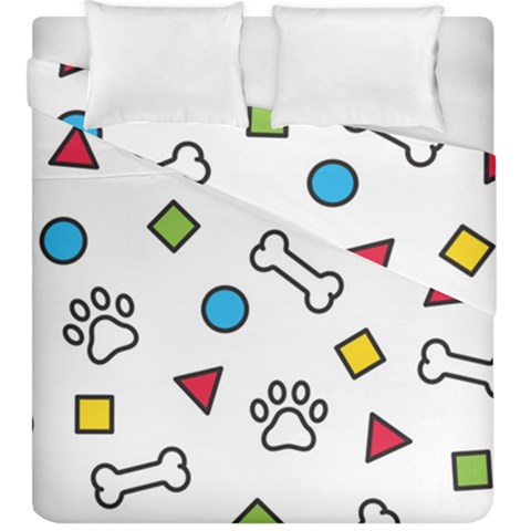 Dog Paw Seamless Pattern Footprint Bone Duvet Cover Double Side (King Size) from ArtsNow.com