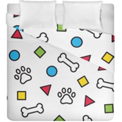 Dog Paw Seamless Pattern Footprint Bone Duvet Cover Double Side (King Size) from ArtsNow.com