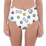 Dog Paw Seamless Pattern Footprint Bone Reversible High-Waist Bikini Bottoms