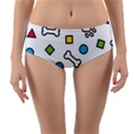 Dog Paw Seamless Pattern Footprint Bone Reversible Mid-Waist Bikini Bottoms