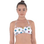 Dog Paw Seamless Pattern Footprint Bone Tie Back Bikini Top