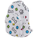 Dog Paw Seamless Pattern Footprint Bone Rounded Multi Pocket Backpack