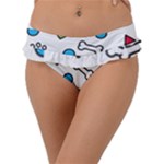 Dog Paw Seamless Pattern Footprint Bone Frill Bikini Bottoms