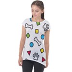 Dog Paw Seamless Pattern Footprint Bone Cap Sleeve High Low Top