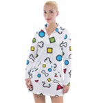 Dog Paw Seamless Pattern Footprint Bone Women s Long Sleeve Casual Dress
