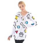 Dog Paw Seamless Pattern Footprint Bone Tie Up T-Shirt