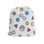 Dog Paw Seamless Pattern Footprint Bone Drawstring Pouch (XL)
