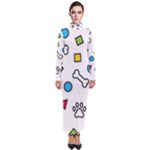 Dog Paw Seamless Pattern Footprint Bone Turtleneck Maxi Dress